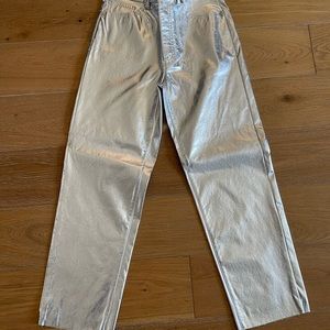 Express silver coated crop pants
